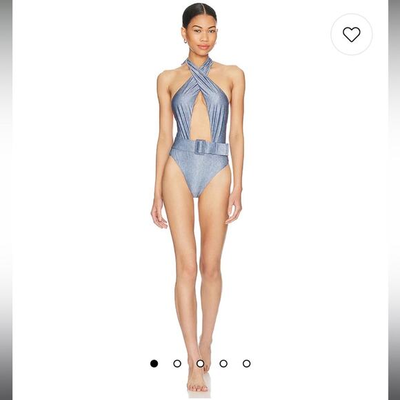 PQ swim Alex indie blue belted one piece bikini swimwear size small NEW - Picture 1 of 9